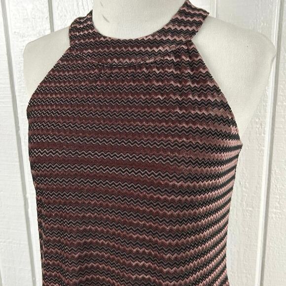 Candies Women Sleeveless Chevron Velour Mini Dress Brown Boho Grunge Size XS - Picture 3 of 7